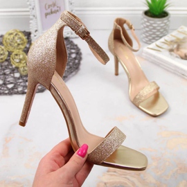 Vinceza W JAN81D zlatne brokatne sandale na visokoj potpetici zlatni 1