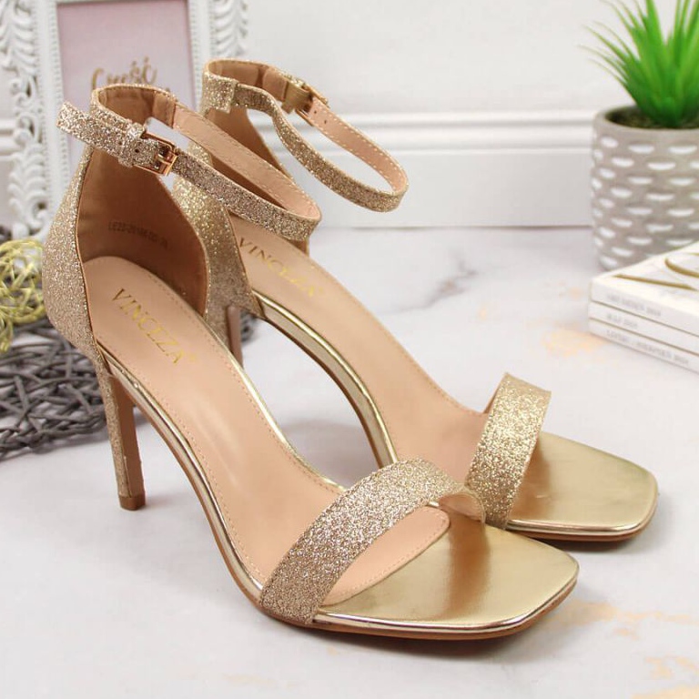 Vinceza W JAN81D zlatne brokatne sandale na visokoj potpetici zlatni 2