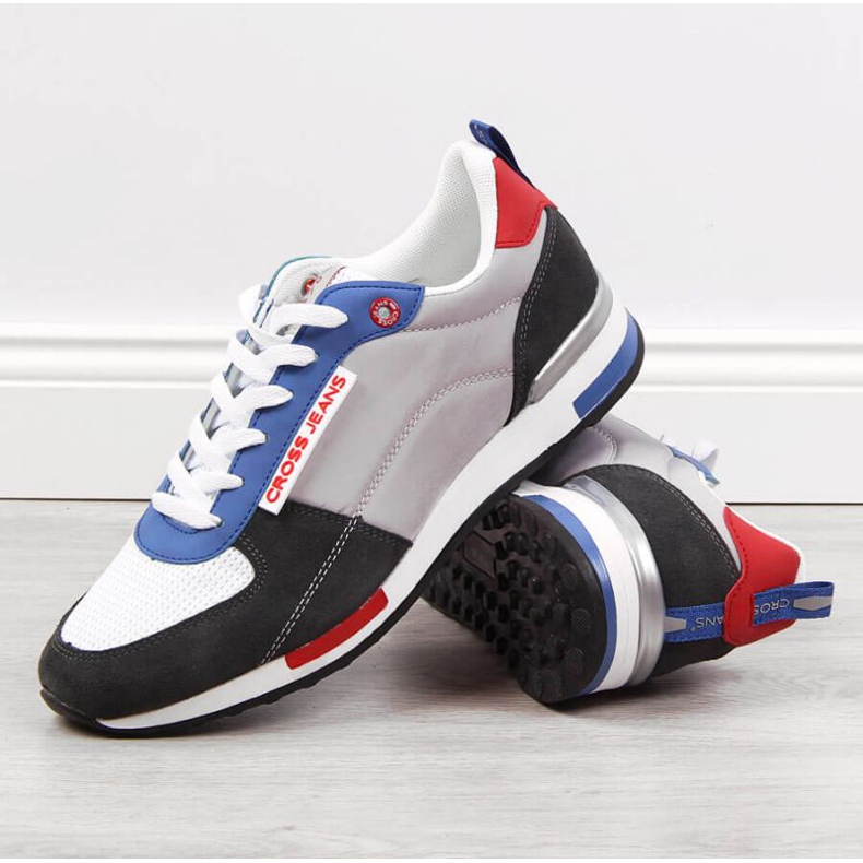 Cross Jeans M JJ1R4010C kožne sportske cipele bijela crna plava siva 2