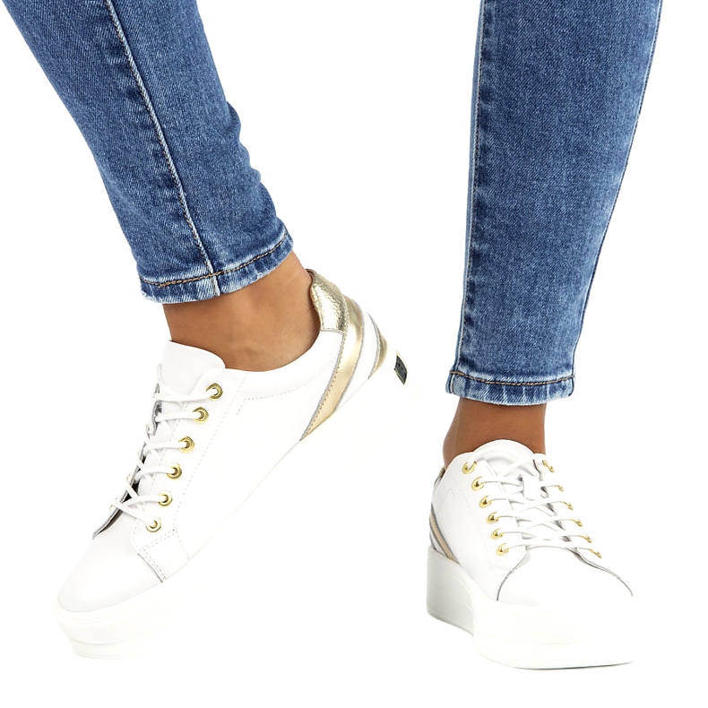 Bijeli kožni Creepers Filippo DP3530 / 22 bijela zlatna 5