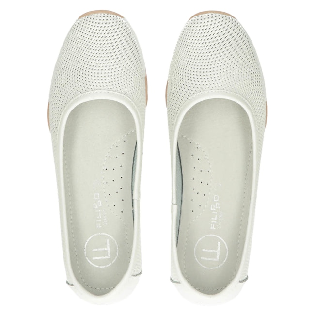 Kožne ažurne bijele balerinke Filippo DP3681 / 22 WH bijela raznobojna 3