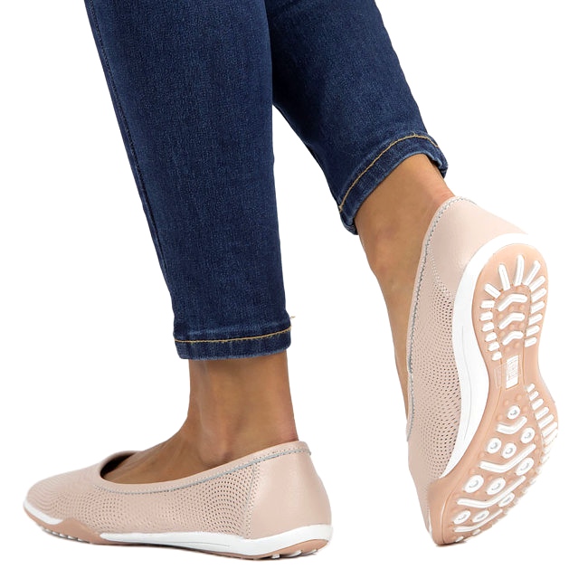 Kožne ružičaste ažurne balerinke Filippo DP3681 / 22 PI ružičasta 1