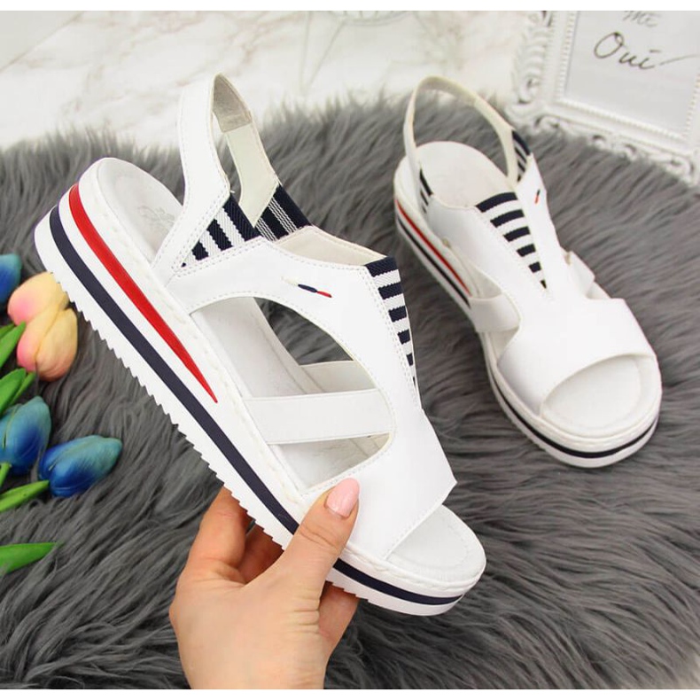 Rieker W V02Y5 sandale na klin bijele boje bijela 1