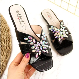 Crne papuče s kamenčićima S. Bararski W OLI104 crno 1