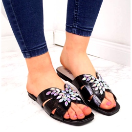 Crne papuče s kamenčićima S. Bararski W OLI104 crno 3