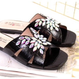 Crne papuče s kamenčićima S. Bararski W OLI104 crno 4