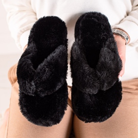 TRENDI Krznene japanke crno 1