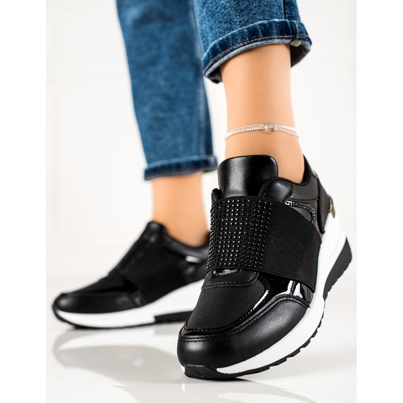 Weide Tenisice na klizanje s kristalima crna 1