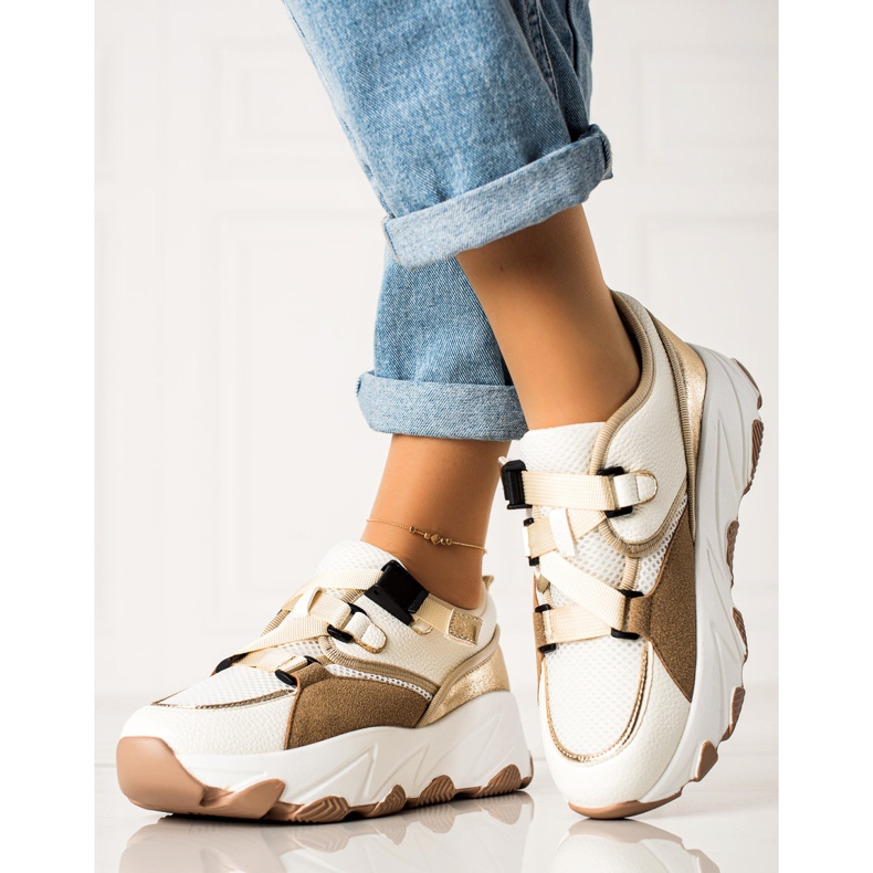 W. Potocki Tenisice s Potocki kopčom bež bijela zlatni 2