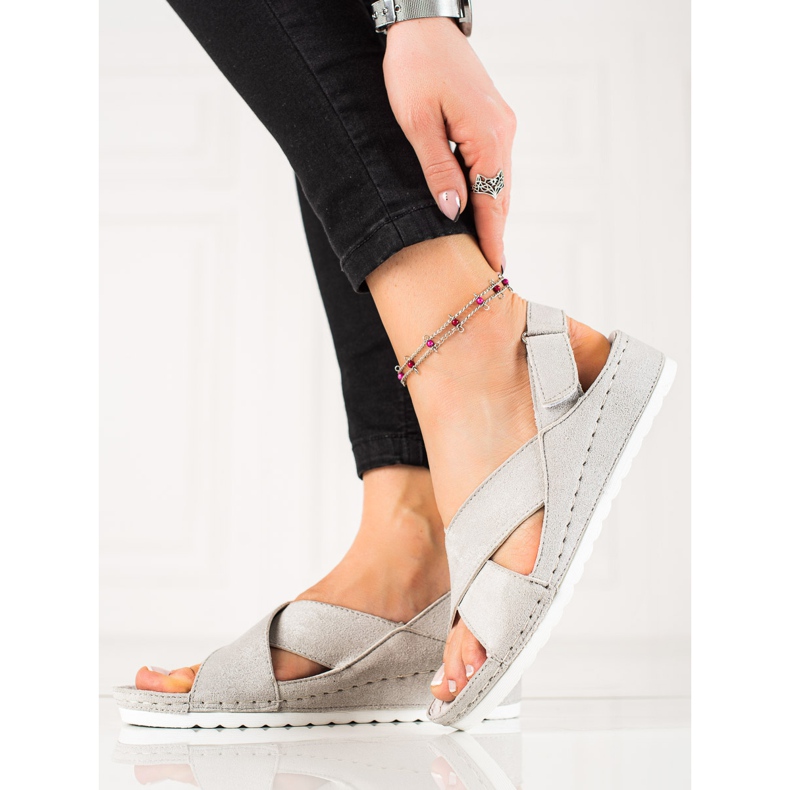 Antilop sandale s čičak trakom VINCEZA siva 2