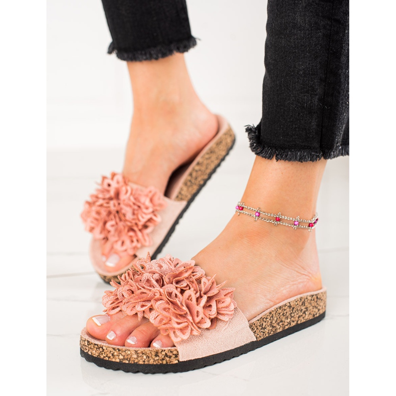 Ružičaste papuče s cvijećem VINCEZA ružičasta 1