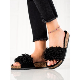 Crne papuče s cvijećem VINCEZA crna 1