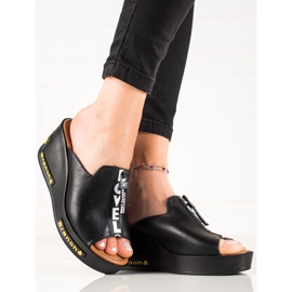 VINCEZA sandale na klin crno 2