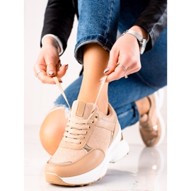 Diamantique Elegantne tenisice na platformi bež 1