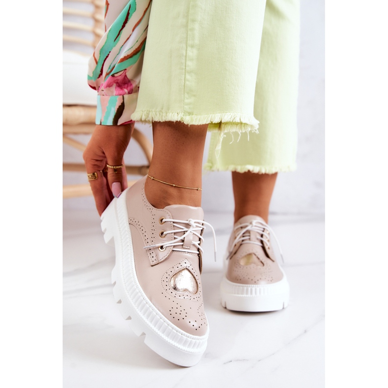 FILIPCZYK Kožne cipele sa srcima bež Curtis 1