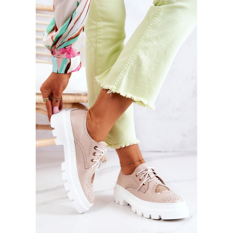 FILIPCZYK Kožne cipele sa srcima bež Curtis 2