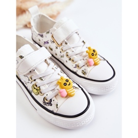 Vinceza Dječje tenisice s čičak printom od bijele čipke bijela 2