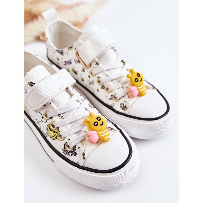 Vinceza Dječje tenisice s čičak printom od bijele čipke bijela 2