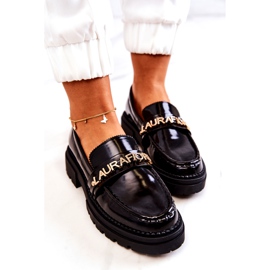 Oslikani loafers ženska pisma la.fi crne kože umetak crna 4