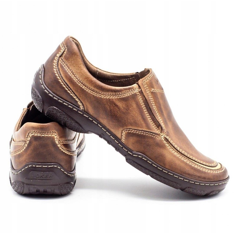 Joker Muške kožne mokasine 213 smeđe smeđa 3