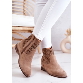 S.Barski Ženske antilop čizme sa skrivenim klin bež Solene 2