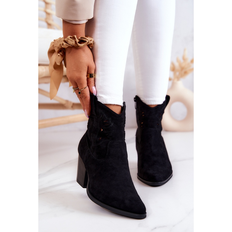 S.Barski Ženske crne kaubojske čizme od antilopa Devon crna 1