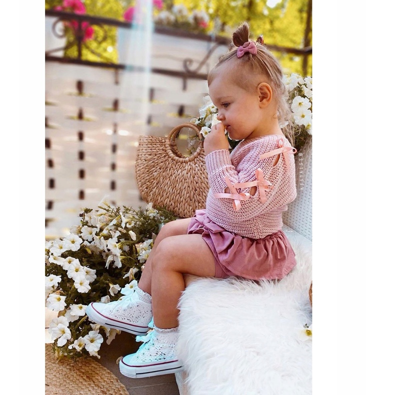 Dječje tenisice s visokim vrhom s čipkastom bijelom Roly-Poly bijela 2