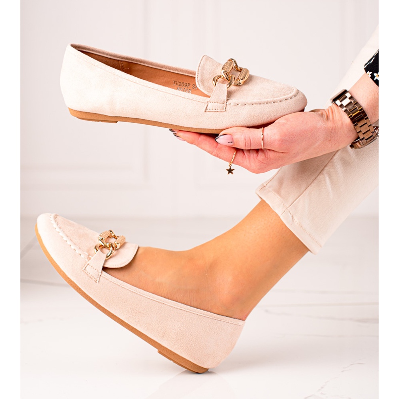 Seastar Mokasine sa zlatnim ukrasom bež 1