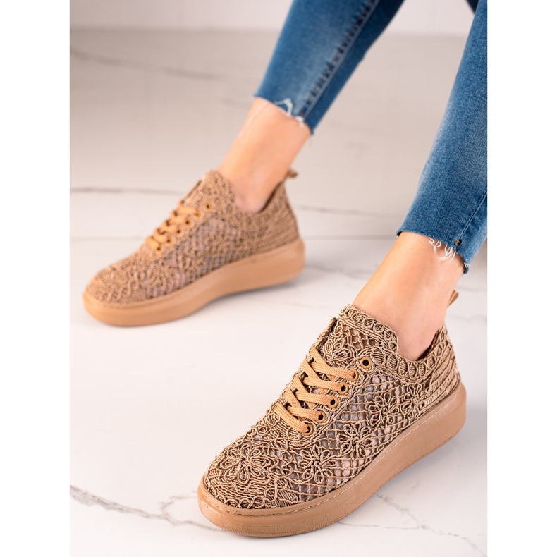 ARTIKER Ažurne tenisice na platformi bež 1