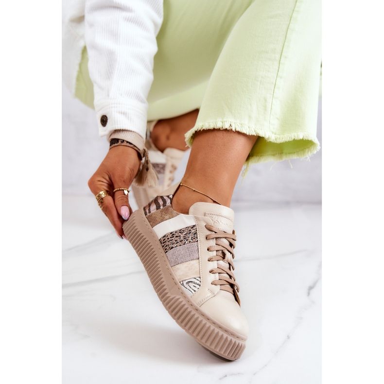 Kožne sportske cipele na platformi Maciejka 05482-04 Bež 1