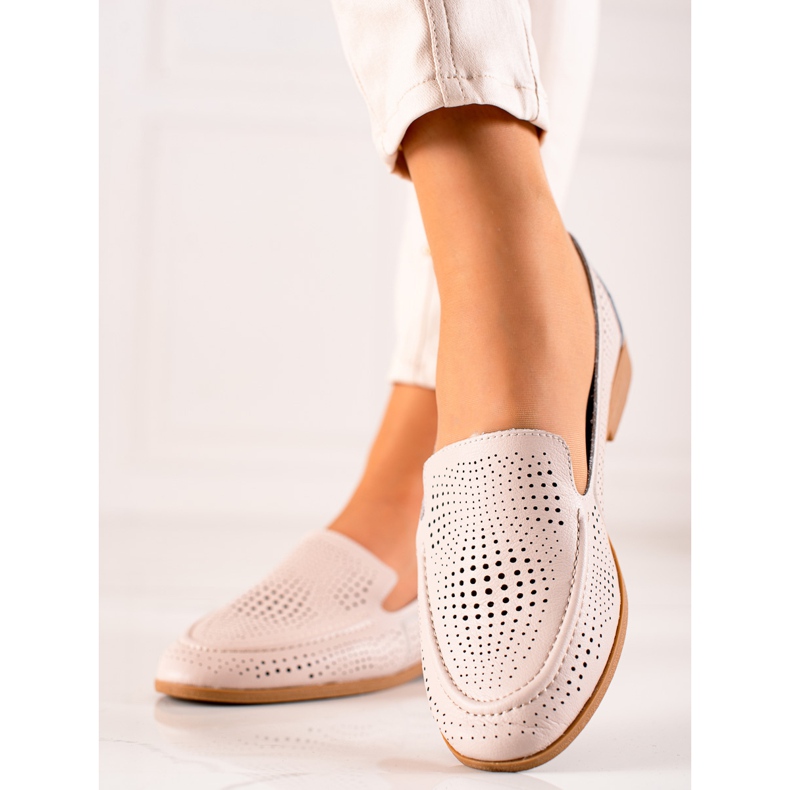 Goodin Kožne mokasinke s ažurnim uzorkom bež 2