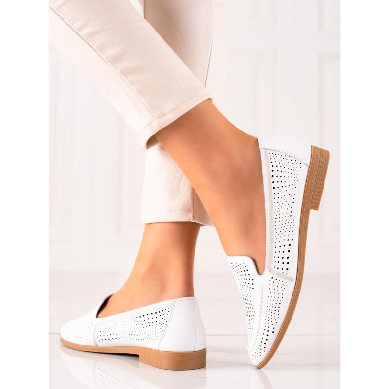 Goodin Kožne mokasinke s ažurnim uzorkom bijela 1