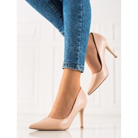 Goodin Klasične visoke potpetice od eko kože bež 2