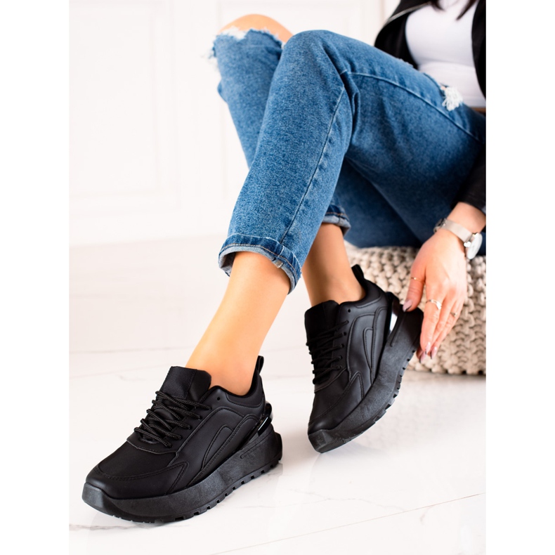 TRENDI Crne eko kožne tenisice crna 1