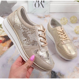 Kožne tenisice S. Barski W OLI148 zlatne zlatni 1