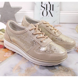 Kožne tenisice S. Barski W OLI148 zlatne zlatni 2