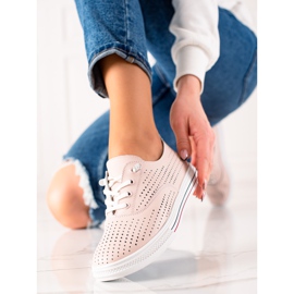 VINCEZA ažurne kožne tenisice ružičasta 1