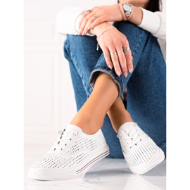 VINCEZA ažurne kožne tenisice bijela 1