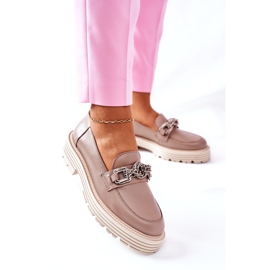 Ženske cipele naočale Kožne tamno bež boje Laura Messi 2383 3