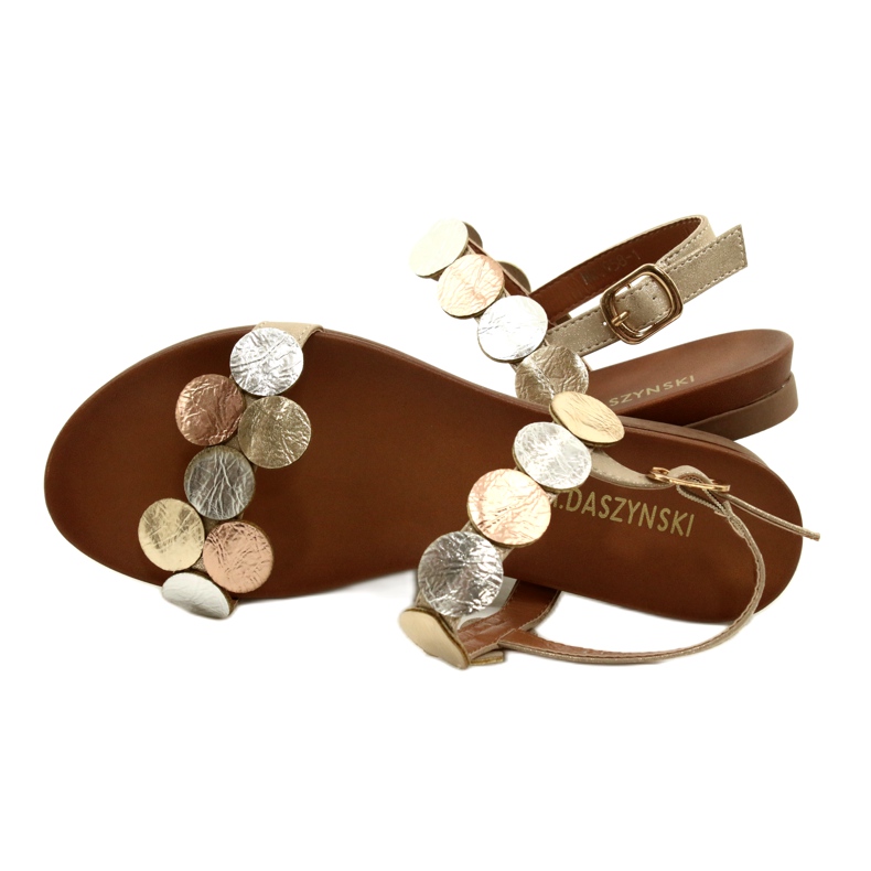 M.Daszyński Sandale zlatne felge Daszyński MR1958-1 Gold bež srebro zlatni 4