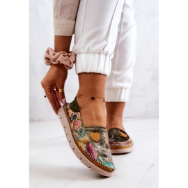 Ženske kožne mokasinke Maciejka 05434-09 Zelene višebojan 1