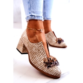 PA2 Elegantne kožne visoke pete s bež dekoracijom Delaver 3