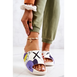 Gumene papuče s printom bijelih čudovišta bijela 1