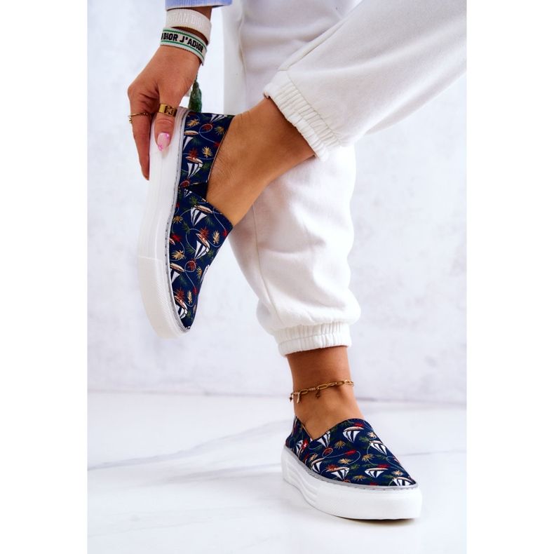 Ženske tenisice slip on Memory Foam Big Star JJ276016 Navy Blue višebojan 2