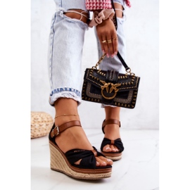 Ženske sandale na klin Big Star JJ274937 crne crna 1