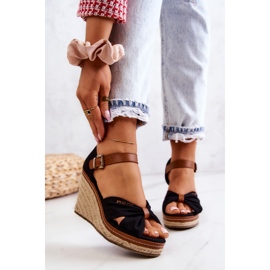 Ženske sandale na klin Big Star JJ274937 crne crna 2