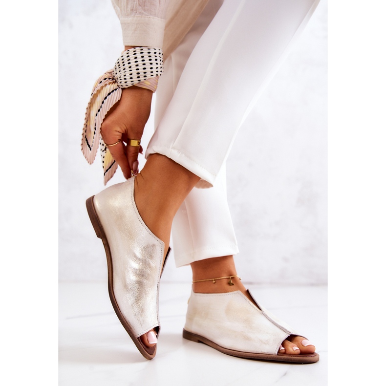 Kožne cipele sa patentnim zatvaračem Nicole 2718/004 Bijela i zlatna 2