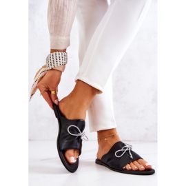 Kožne ženske papuče Nicole 2659/001 crne crna 2