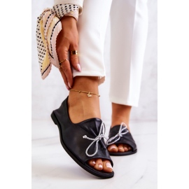 Kožne ženske balerinke Nicole 2660/001 crne crno 1