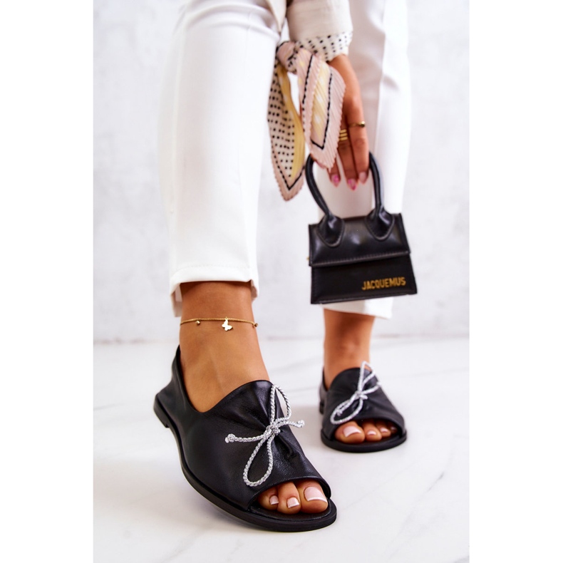 Kožne ženske balerinke Nicole 2660/001 crne crna 2